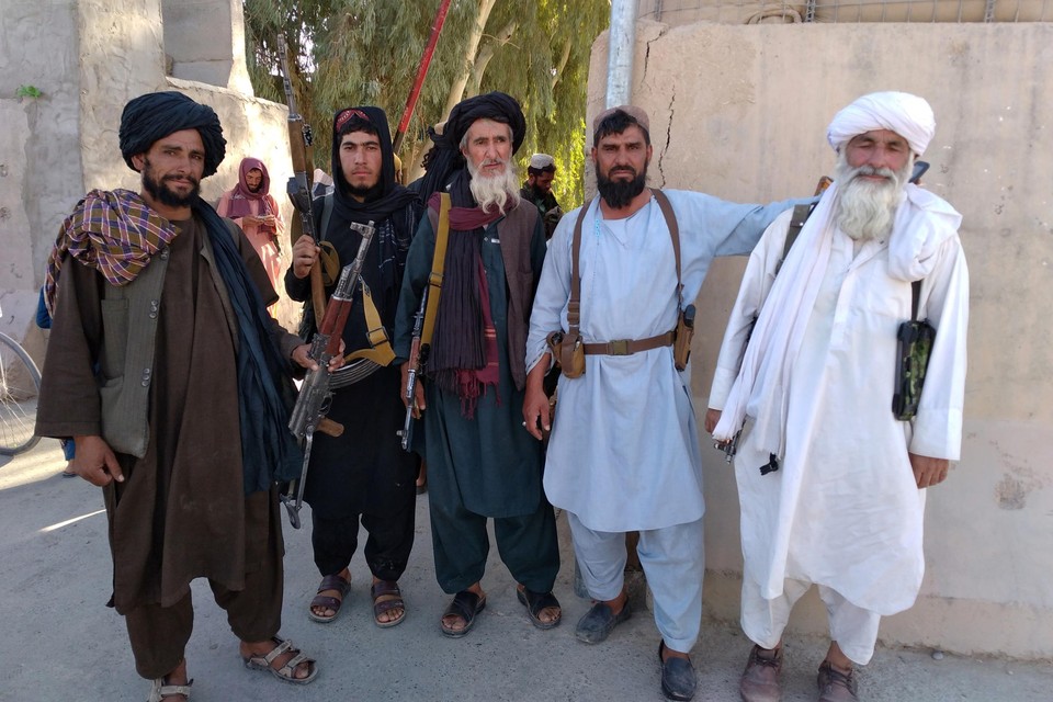 Talibanstrijders in Falah, eerder deze week 