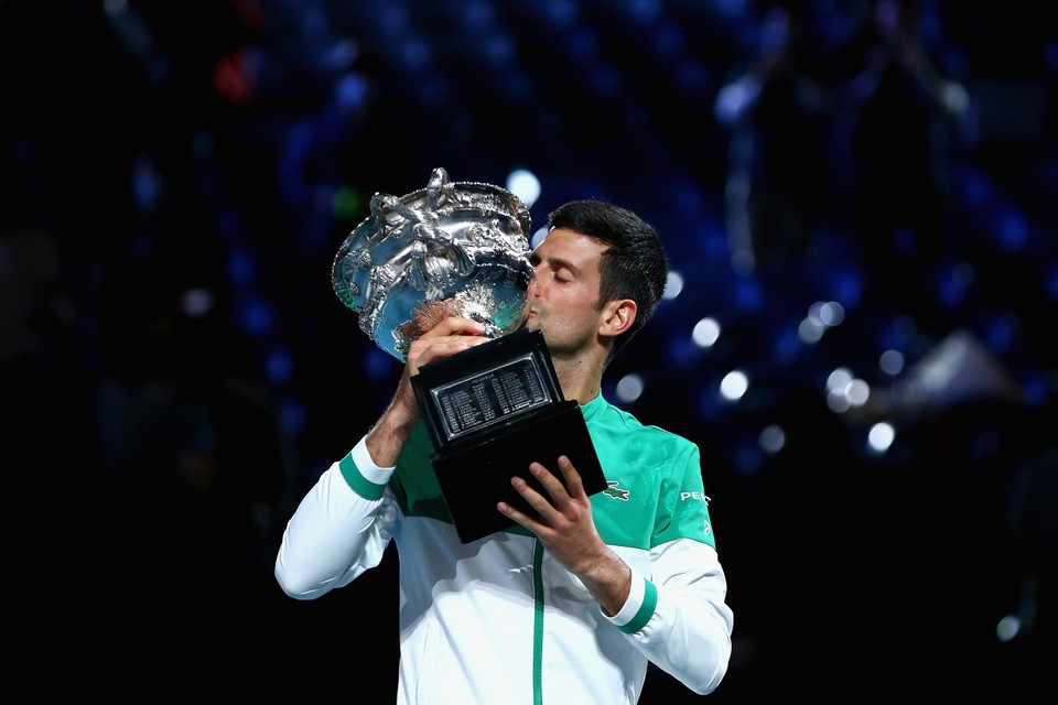 Djokovic won al 20 grand slams, waarvan negen keer de Australian Open. 