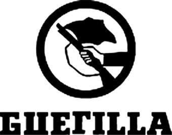 Het revolutionaire -en fout gespelde- logo van Guerilla 
