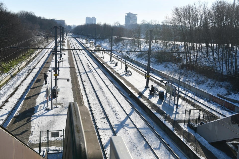 In Antwerpen-Zuid, een drukker station, werden eerder in de week al stroken van de perrons sneeuwvrij gemaakt.