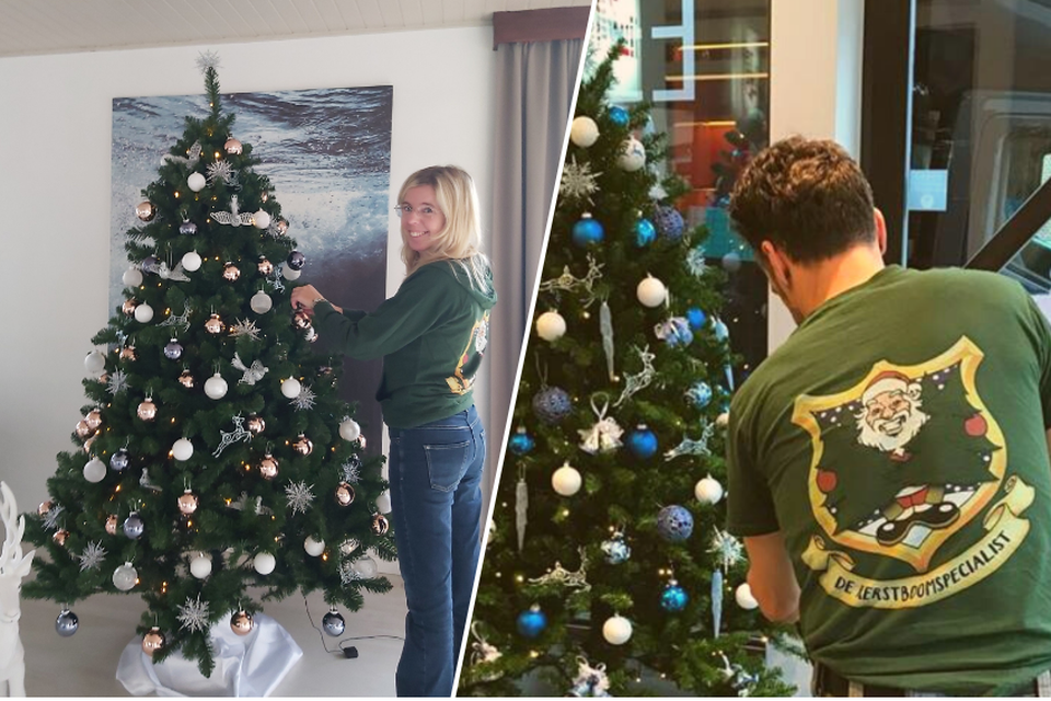 Veerle De Rijbel en haar man plaatsen op een maand tijd bijna 500 kerstbomen over heel België. 