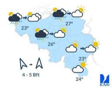 De weersverwachtingen voor zondag.