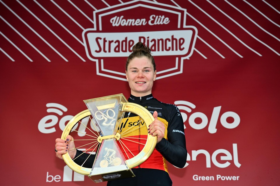 De Strade Bianche was Kopecky’s eerste grote zege van het seizoen. 