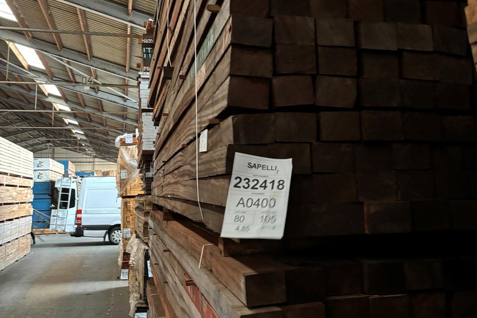 Bij een bedrijf in Lier werd een grote partij sapelli-hout in beslag genomen.