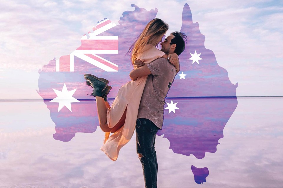 Mik Simons en zijn vriendin Nao in Australië. 