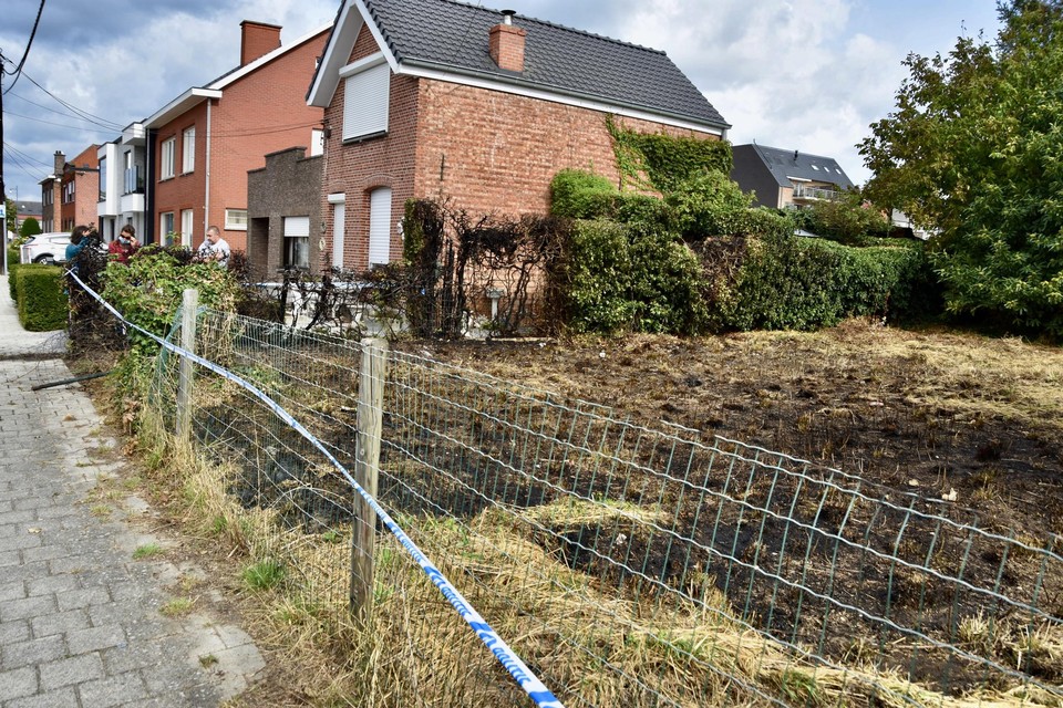 Een weiland en een haag in de Velodroomstraat vatten vuur en de brand bedreigde ook de woning ernaast