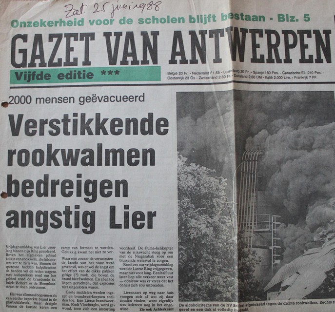 De Belfortbrand was voorpaginanieuws.