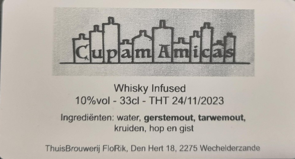 Het whisky infused bier werd geproduceerd bij Thuisbrouwerij FloRik in Wechelderzande. 