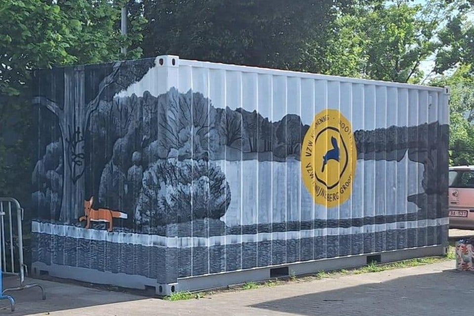 De grijze container van wijkvereniging Konijnenberg-Grootheide aan ‘t Kot is omgetoverd tot een kunstwerk.