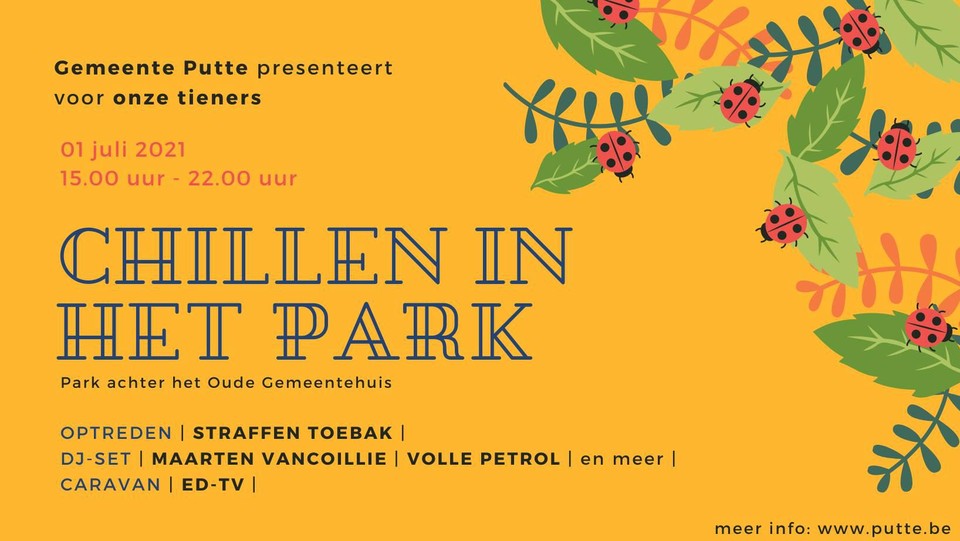 De affiche van Chillen in het park.