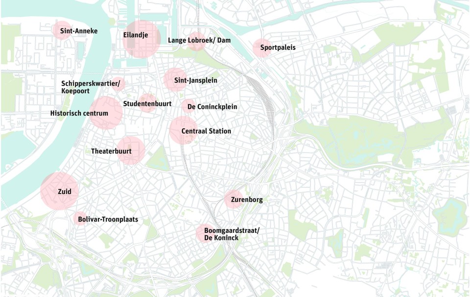 De Antwerpse horecakernen.