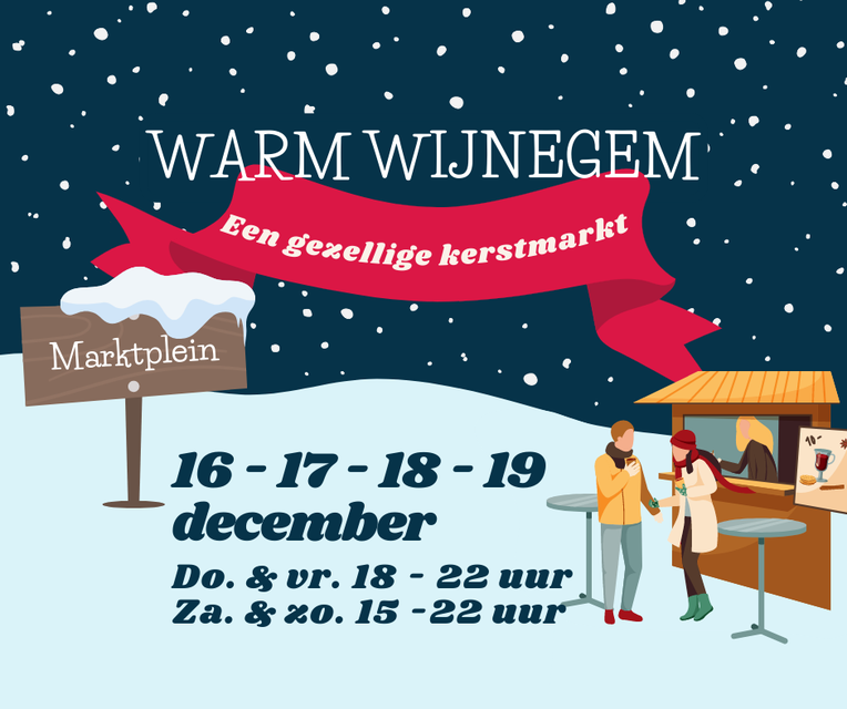 De affiche waarmee de gemeente de kerstmarkt aankondigde. Ze is dus achterhaald want de kerstmarkt gaat zoals door velen verwacht niet door.