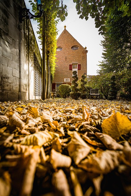 Het vallen van de bladeren tijdens de herfst geeft het pand extra charme. 