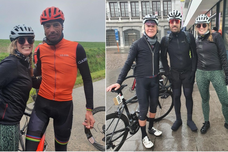Onze Kopvrouw met Alessandro Ballan en met onze Bicycle Guy en Fabian Cancellara. 