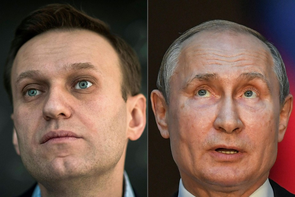 Aleksej Navalny (links) wil nadenken over een Rusland na Vladimir Poetin (rechts). 