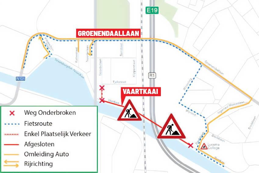 Afsluiting Vaartkaai vanaf 12 februari 2024.