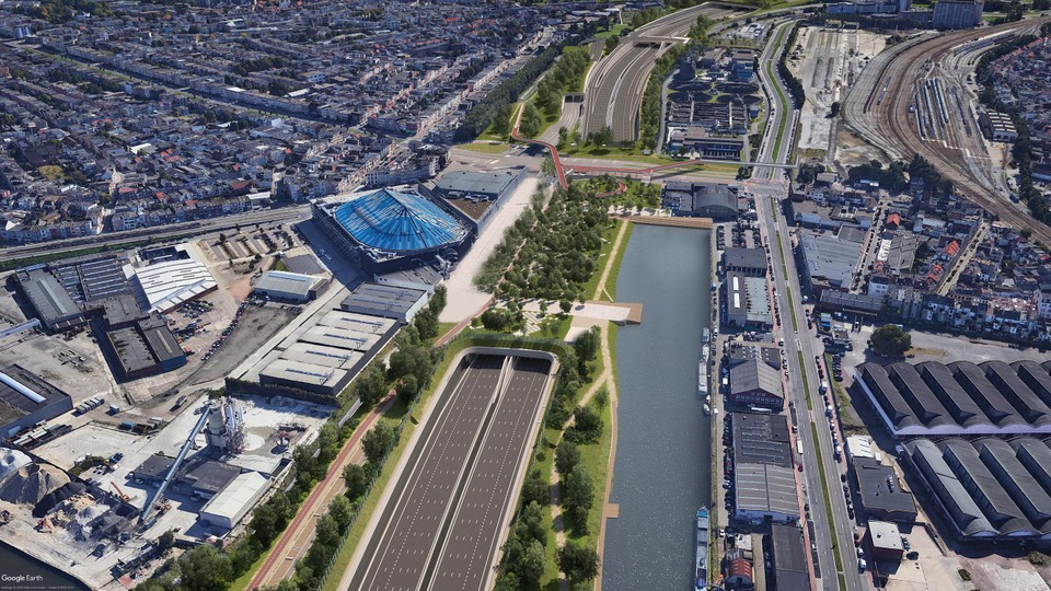 De omgeving van het Sportpaleis zal er over enkele jaren onherkenbaar uitzien. Het viaduct zal verdwijnen en de Ring verdwijnt gedeeltelijk onder de grond.