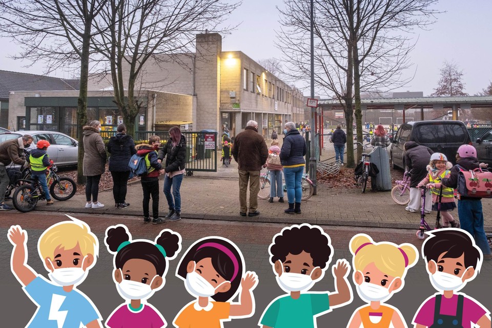 De mondmaskerplicht is hét gespreksonderwerp aan de schoolpoort van basisschool De Wijngaard in Herentals. 