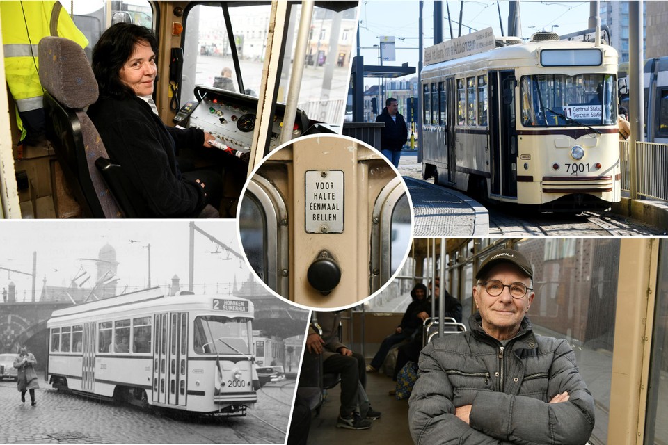 Instructeur en wattvrouw Gerda achter het bedieningspaneel van een PCC-tram op lijn 11. Vanaf maandag 13 maart verdwijnt deze tram uit het Antwerpse straatbeeld.