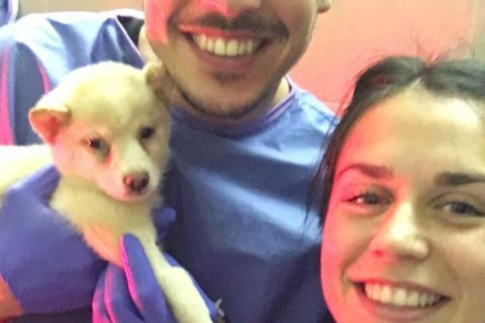 Yannick en Kim met hun hondje Luís, dat erg ziek bleek te zijn. 