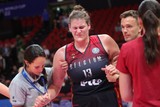 thumbnail: Kyara Linskens (9 punten, 10 rebounds) liep een knieblessure op.  