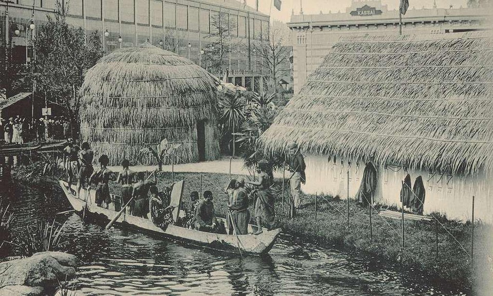 ’Congolees dorp’ op het Zuid tijdens de Wereldtentoonstelling in 1894 