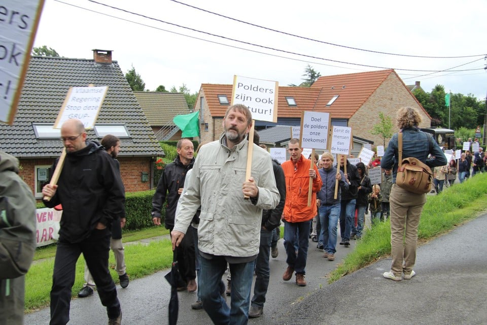 Een van de talrijke protestacties tegen de mogelijke verdwijning van Doel. 