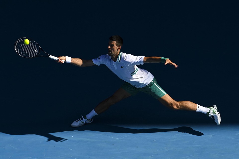 Djokovic in actie tegen Tafoe.