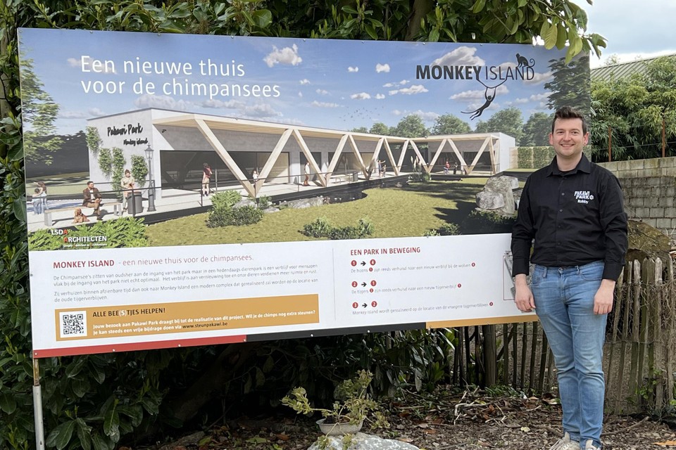 Robby van Leeuwenberg stelt het nieuwe apenverblijf van Pakawi Park voor.