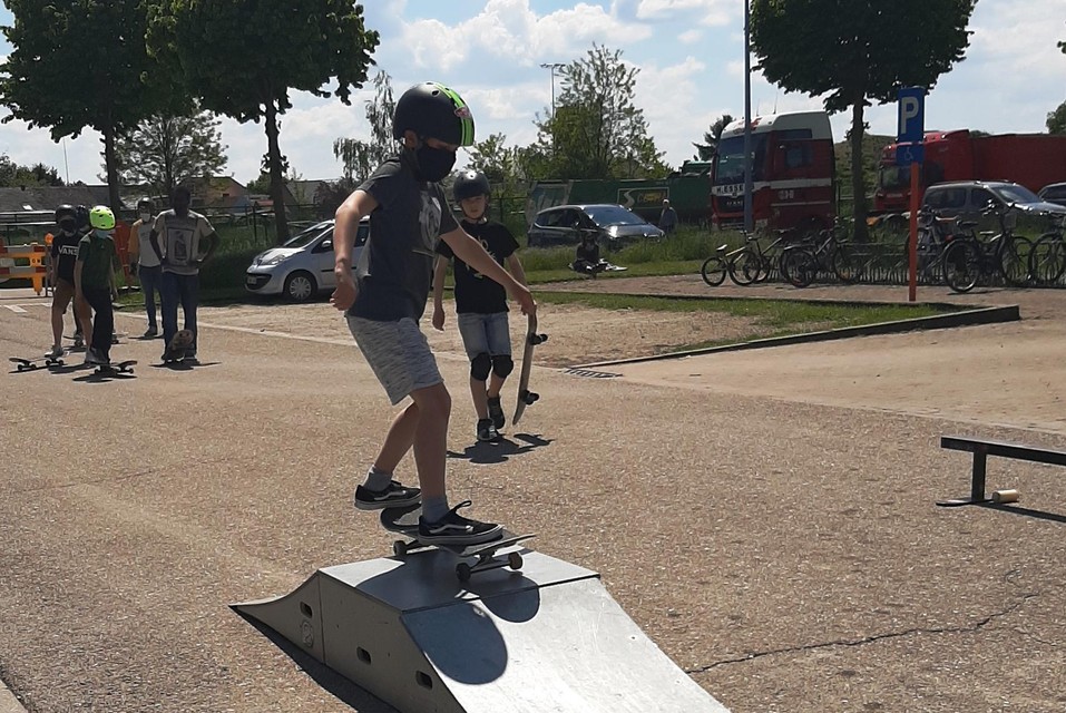De parking van het sportcentrum werd verkeersvrij gemaakt