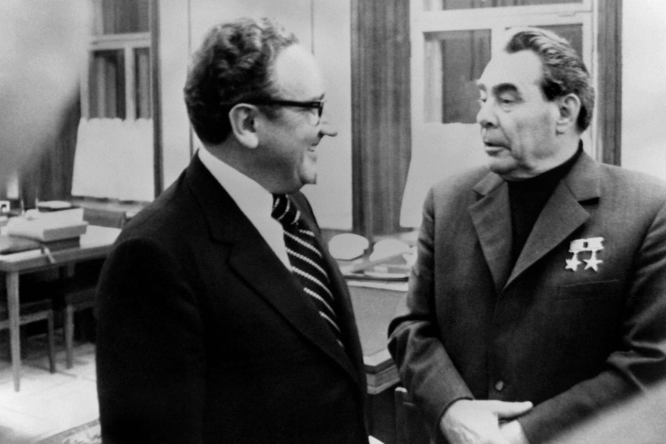 Kissinger met Sovjet-president Brezjnev in 1973.