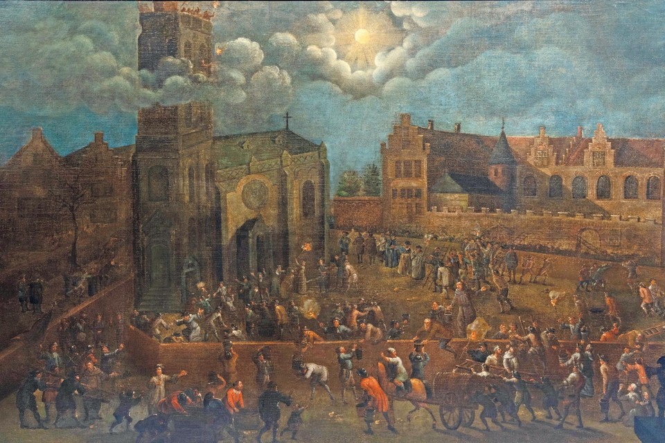 Het schilderij dat de legende van De Maneblussers voorstelt, is opnieuw eentje van omstreeks 1700. 