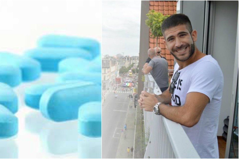 PrEp-pillen (links) en Alonso Reyes Retana (rechts), een vaste PrEp-gebruiker. 