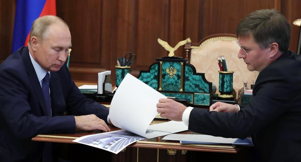 Poetin met Alrosa-CEO Ivanov in 2020. 