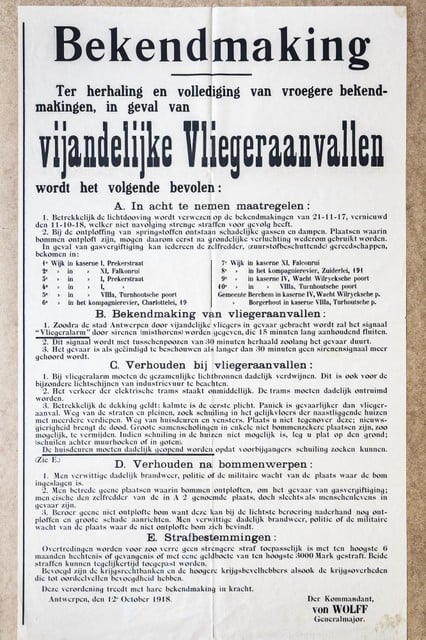 German poster from 1918: what to do during a bombing raid. 