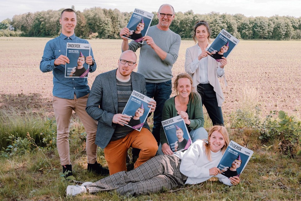 De makers van Onderox Magazine: Gert-Jan Vandervoort, Eric Mertens en Patricia Peeters (bovenaan), hoofdredacteur Bert Huysmans en algemeen manager Iris Geenen (midden) en Romi Vosters (onderaan). 