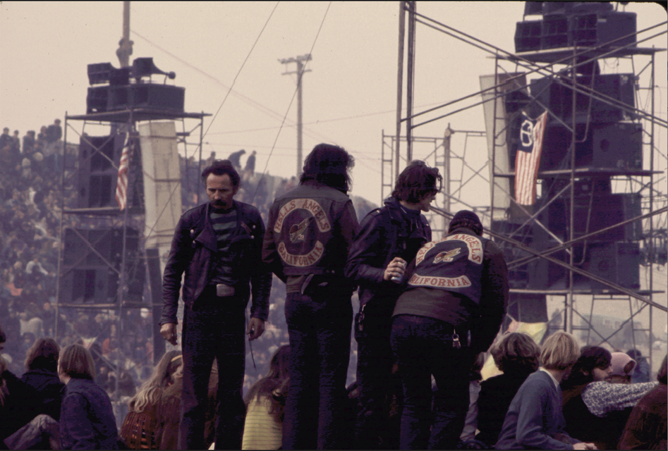 Hells Angels op het Stones-concert in 1969. 