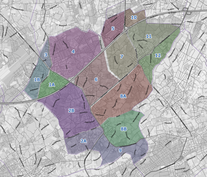 Het gemeentebestuur heeft Lille onderverdeeld in twaalf verblijfsgebieden. De gemeente doet per gebied concrete voorstellen om de mobiliteit te verbeteren. 