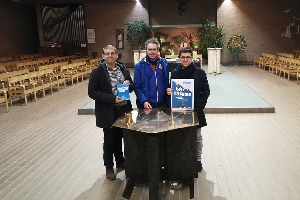 Kris Peeters, Jo Spiessens en Tim Vekemans van Gecoro en GeKoro organiseren in de kerk op de Molekens een inspirerende avond over alternatieve energievormen in onze buurt.