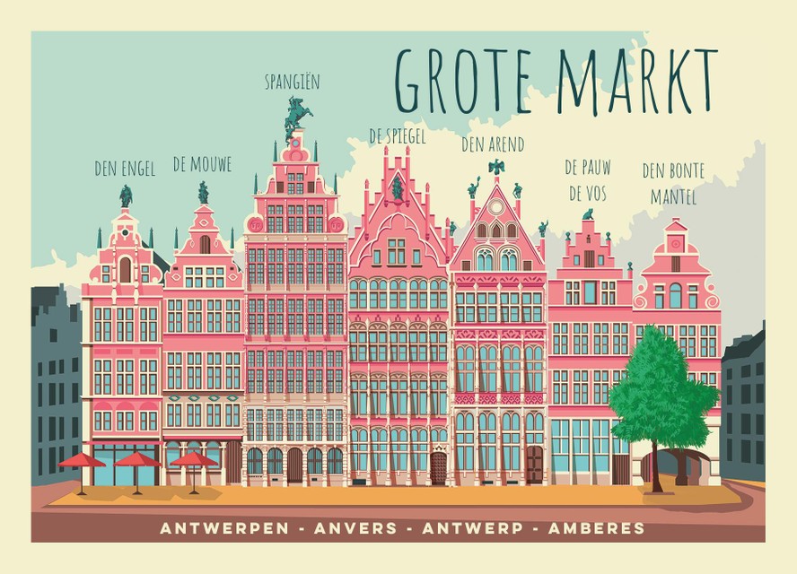 Een postkaart van de Grote Markt  (1,50 euro).