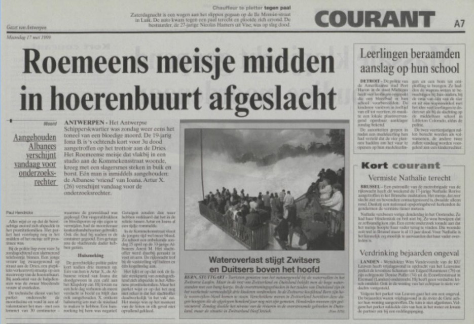 1999: het krantenartikel in Gazet van Antwerpen over de feiten.