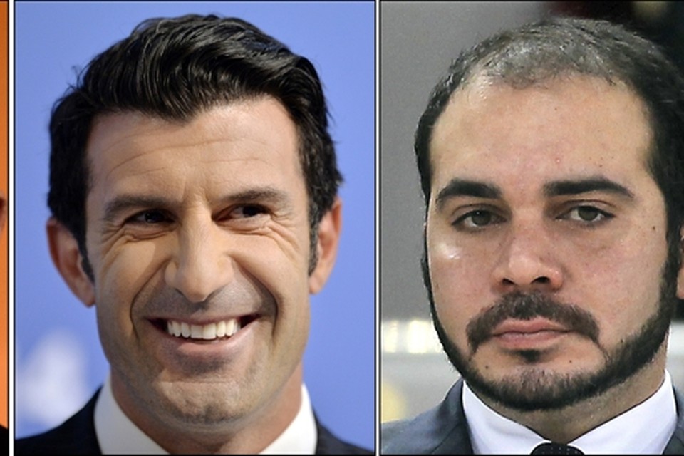 Michael van Praag, Luis Figo, Ali bin al-Hussein en Sepp Blatter