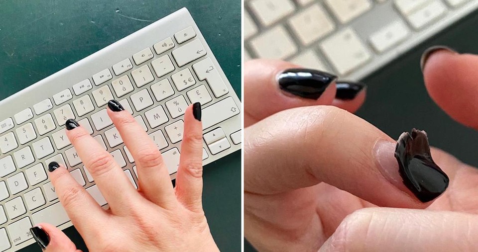 Links: net na de manicure. Rechts: manicure verwijderen op dag tien.
