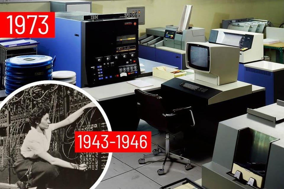 Een mainframe van IBM uit 1973. Vandaag lijken mainframes meer op een uit de kluiten gewassen ‘design’ koelkast.