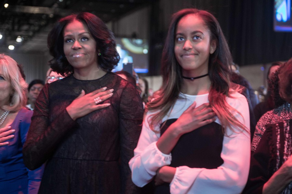 Michelle Obama met haar oudste dochter Malia