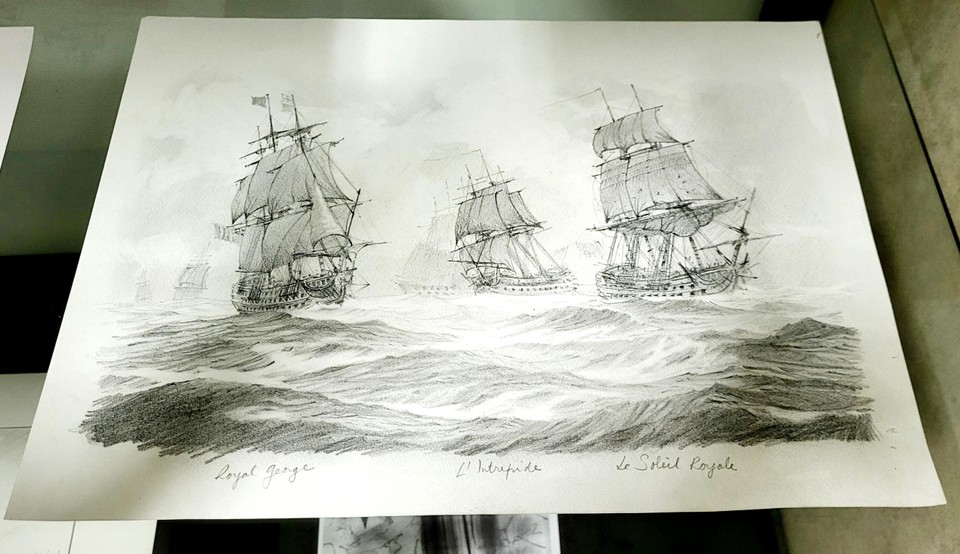 Ronny Moortgat's sketch for a painting of the Battle of Quiberon Bay.  