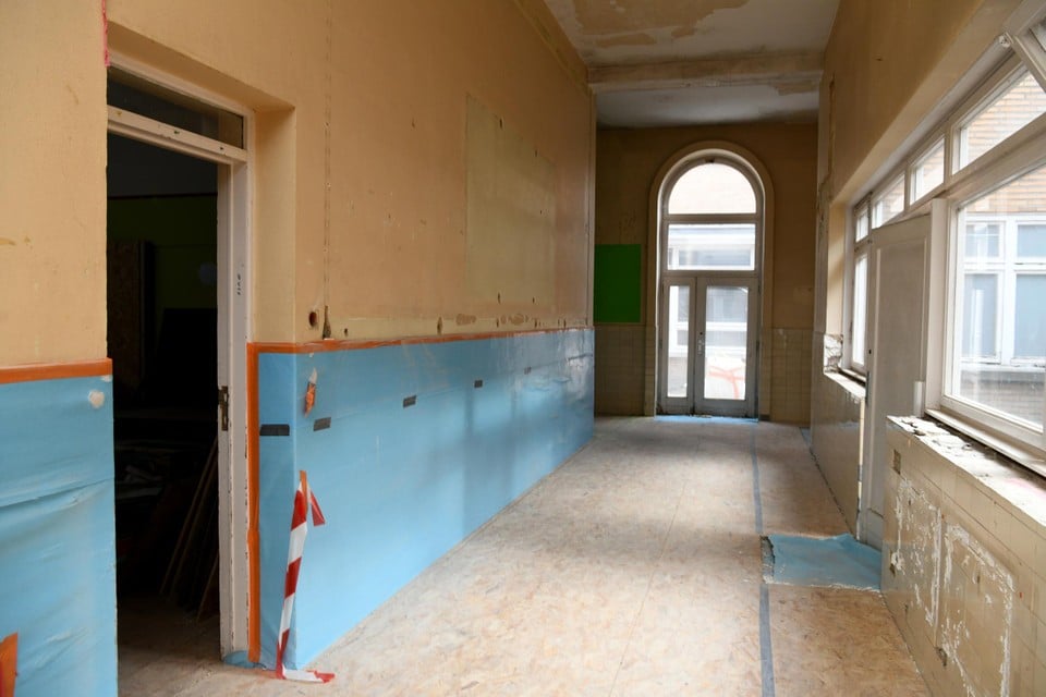 One of the hallways in the historic school building.  