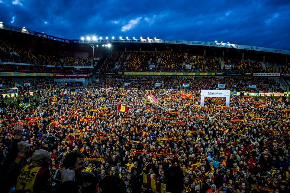 Het stadion van KV Mechelen tijdens de bekerwinst vorig jaar. 