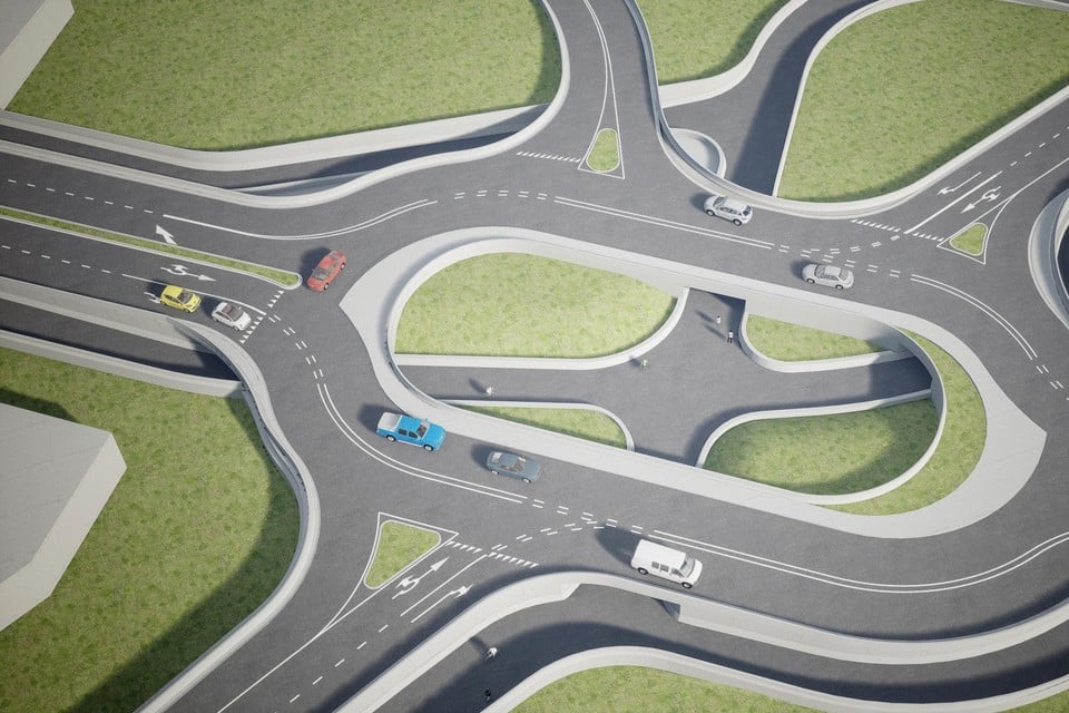 Auto- en fietsverkeer zullen volledig gescheiden worden.