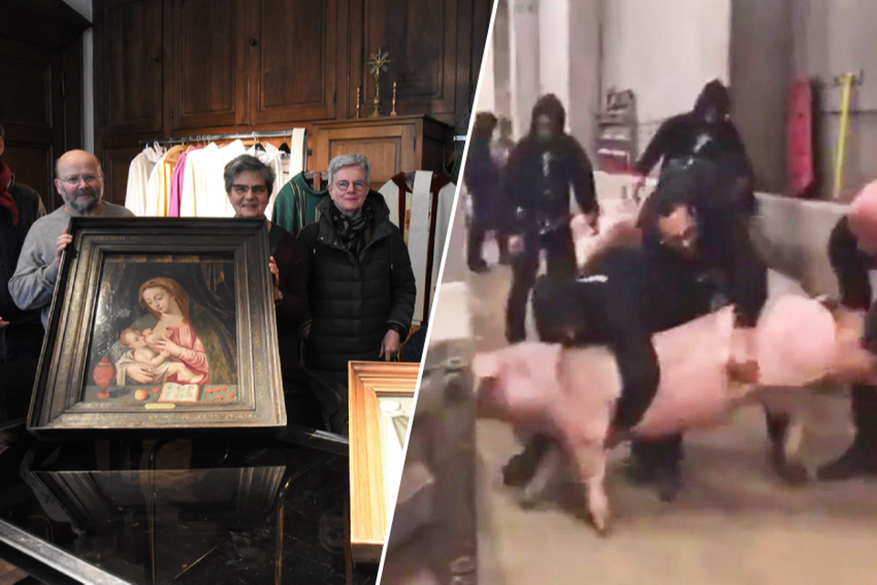 Om ervoor te zorgen dat zijn kunstcollectie samen blijft, schonk een anonieme gelovige deze in 2019 aan de kerkfabriek van Halle. Rechts: na het zien van deze schokkende beelden schonk een anonieme weldoener in 2018 geld voor juridisch onderzoek naar dierenrechten.